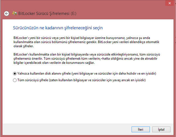 Windows 8.1  BitLocker ile Sürücü Şifreleme