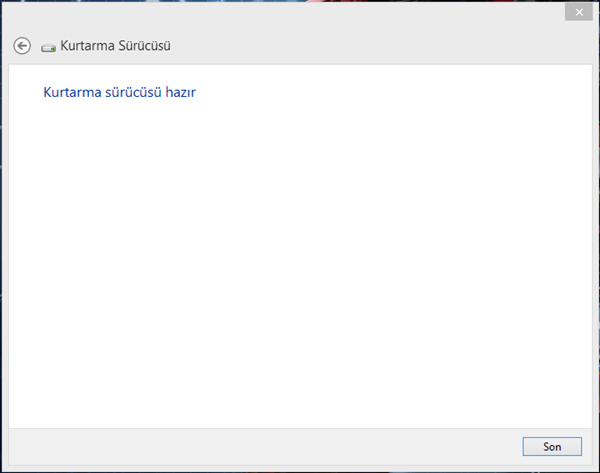 Windows 8.1 Kurtarma Sürücüsü Oluşturun