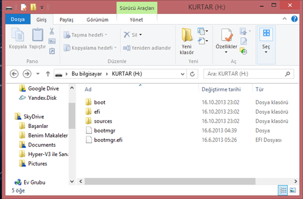 Windows 8.1 Kurtarma Sürücüsü Oluşturun