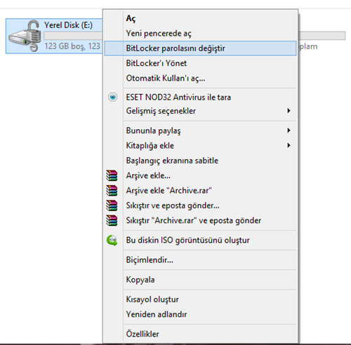 Windows 8.1  BitLocker ile Sürücü Şifreleme