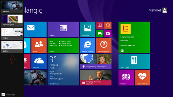 Windows 8.1 Uygulamalar Arasında Geçiş Yapın