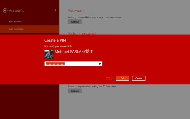 Windows 8.1 PIN Kodu ile Oturum Açın