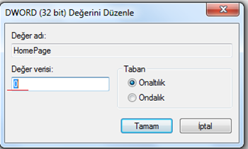 Internet Explorer Giriş Sayfası Kilidinin Kaldırılması